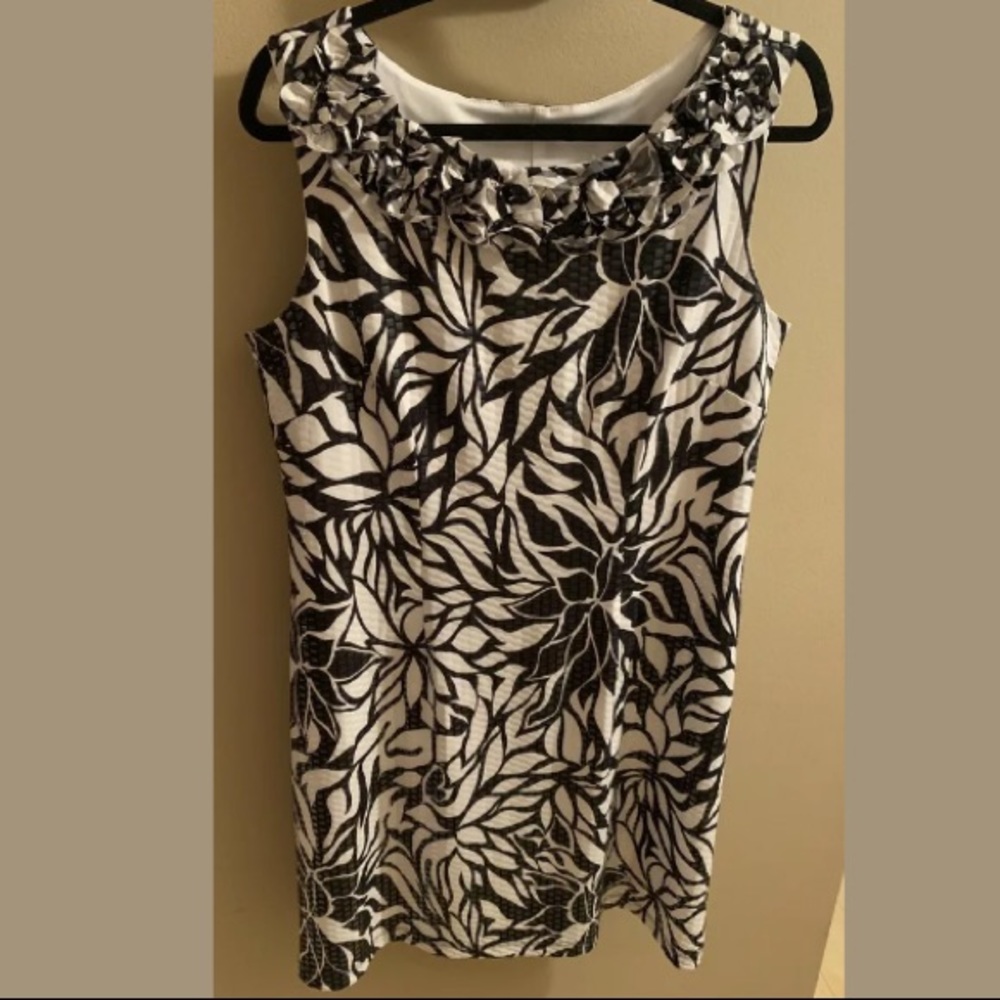 Laura Petites Black And White Dress, Size 12P